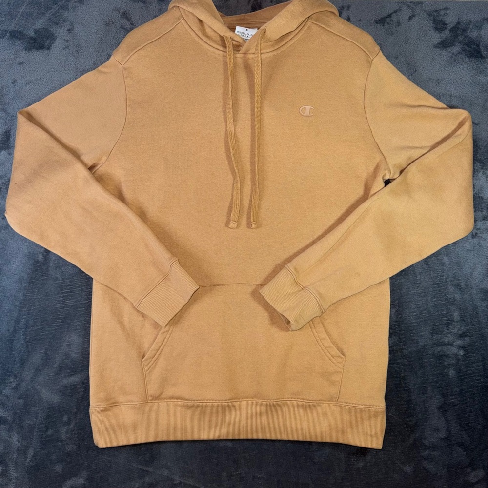 Mens Small Champion Hoodie Tan Excellent Throwback Fleece Pullover Sweatshirt